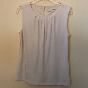 Calvin Klein Pleat Neck Sleeveless Cami in White